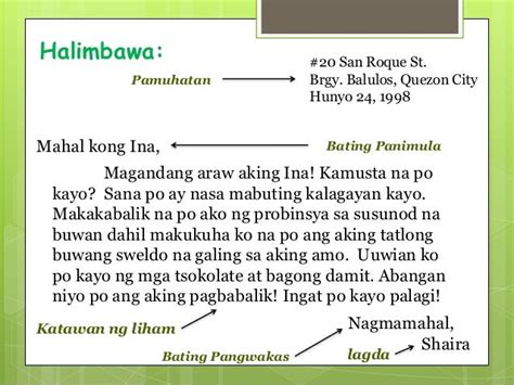 Bahagi ng Liham at Uri Flashcards .
